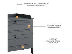 Cómoda para mudar de roupa cinza 108x70x98 ajaton