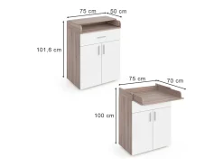 Cómoda para mudar de roupa branco/sonoma 75x50x100 lena