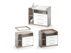 Cómoda para mudar de roupa branco/sonoma 113x53x100 oskar