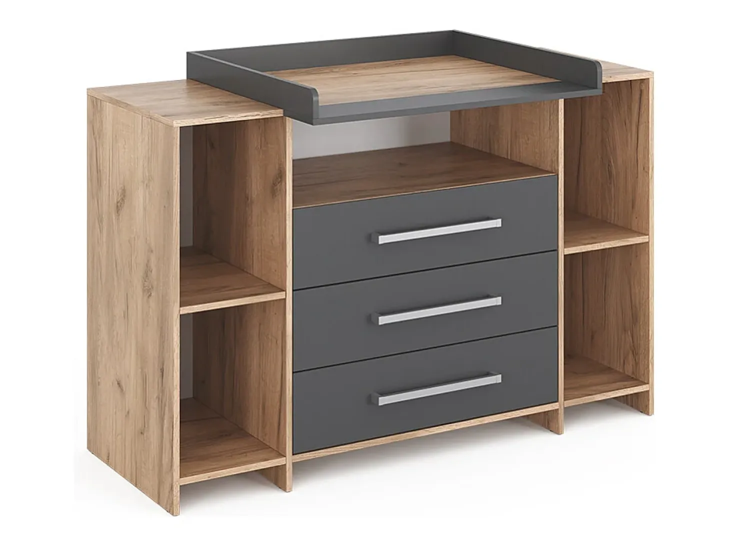 Cómoda para mudar de roupa antracite/sonoma 143x70x100 oskar