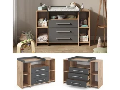 Cómoda para mudar de roupa antracite/sonoma 143x70x100 oskar