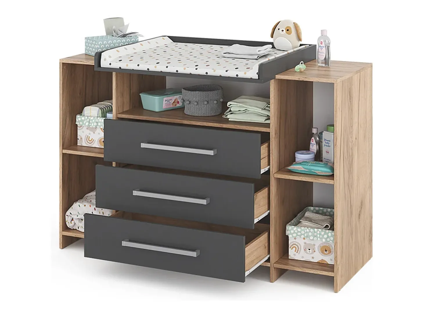 Cómoda para mudar de roupa antracite/sonoma 143x70x100 oskar
