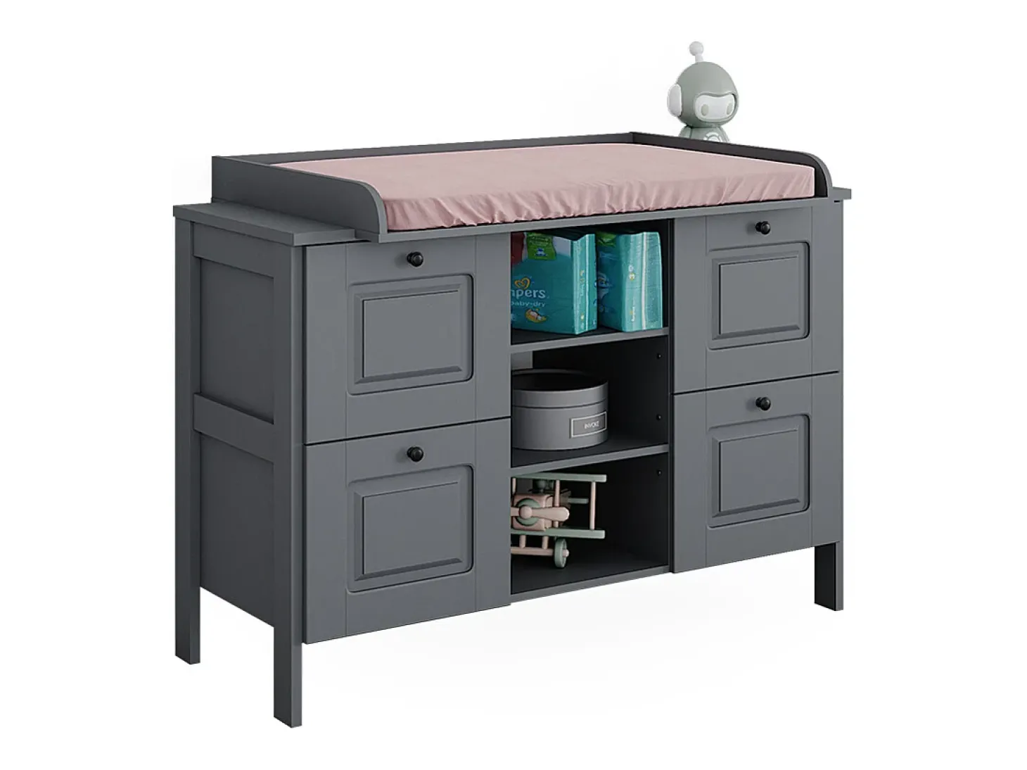 Cómoda para mudar de roupa cinza 133x70x98.4 ajaton