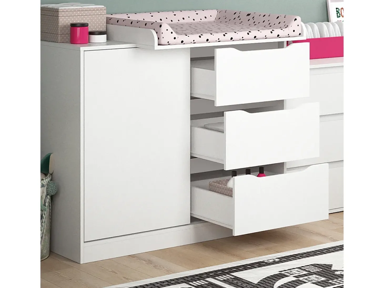 Cómoda para mudar de roupa branco 113x53x93 ruben