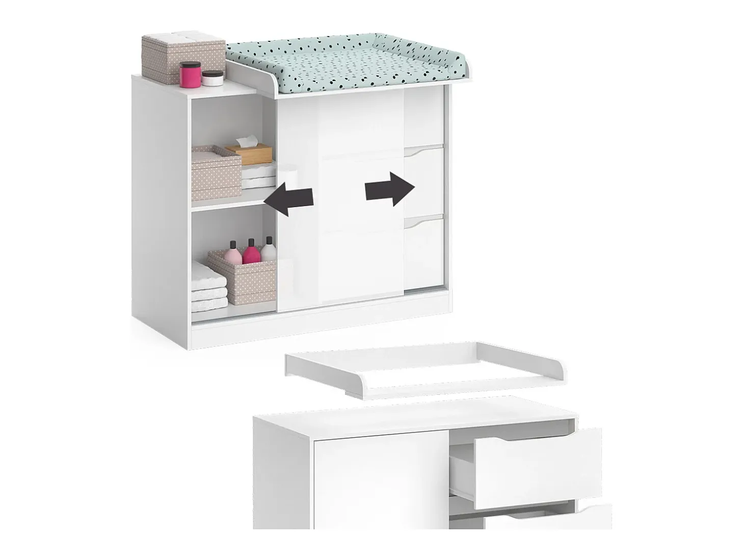 Cómoda para mudar de roupa branco 113x53x93 ruben