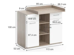 Cómoda para mudar de roupa sonoma 113x70x109 leonie
