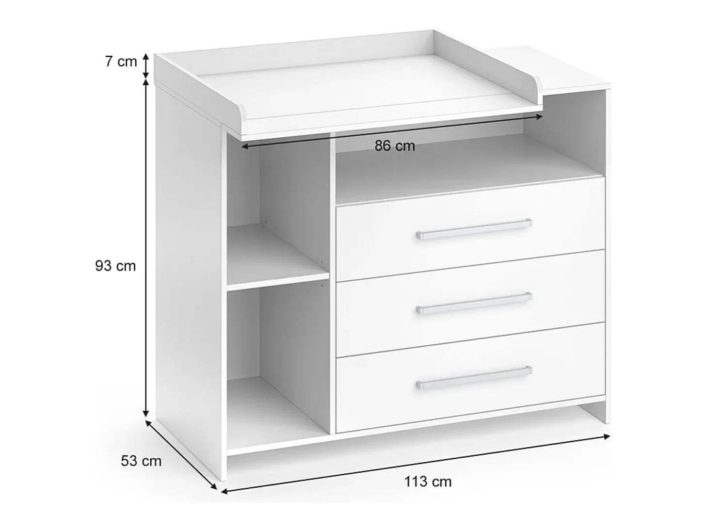 Cómoda para mudar de roupa branco 113x53x100 oskar