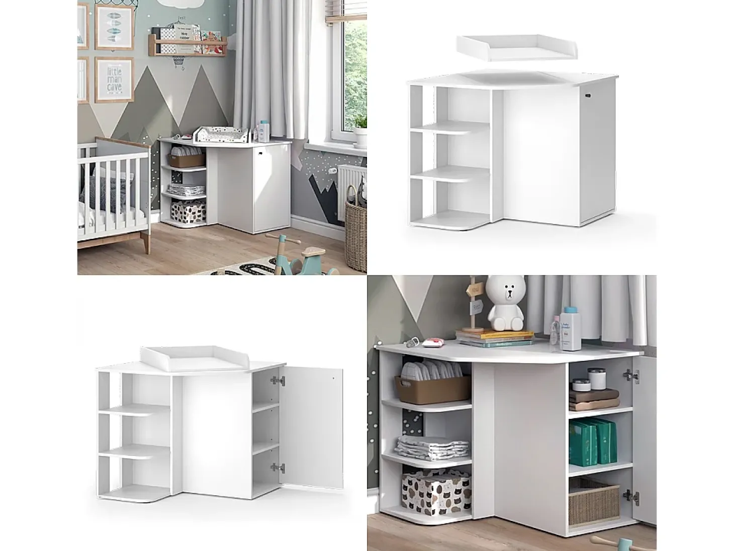 Cómoda para mudar de roupa branco 85x85x77.3 kristian