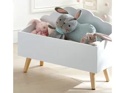 Cômoda para quarto infantil Douceur, 58 cm, melamina e pés de madeira brancos