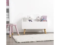 Cômoda para quarto infantil Douceur, 58 cm, melamina e pés de madeira brancos