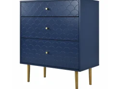 Cómoda Ragement para quarto - 3 gavetas - azul escuro -