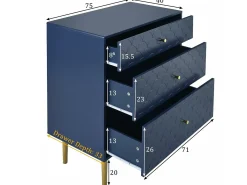 Cómoda Ragement para quarto - 3 gavetas - azul escuro -