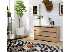 Cômoda Sonoma Oak 100cm | 6 Gavetas com Travas | Montagem Fácil