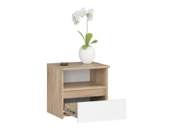 Cômoda Sonora - Carvalho Sonoma/Branco com Gaveta e Prateleira, 40cm de Largura