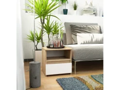 Cômoda Sonora - Carvalho Sonoma/Branco com Gaveta e Prateleira, 40cm de Largura