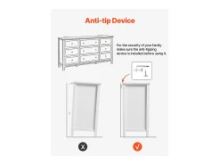 Cómoda SucceBuy com 9 Gavetas, Armário em Madeira com Sistema Deslizante e Antitombamento, Estilo Retro Minimalista, Armário para Sala de Estar, Branco