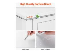 Cómoda SucceBuy com 9 Gavetas, Armário em Madeira com Sistema Deslizante e Antitombamento, Estilo Retro Minimalista, Armário para Sala de Estar, Branco