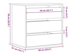 Cómoda 60x41x58 cm derivados de madeira cinzento sonoma