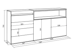 Cómoda, 135x57x75cm, Para quarto, dormitório, Camiseiro, Cimento