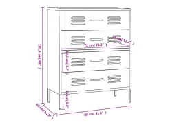 Cómoda/aparador com gavetas aço 80x35x101,5 cm rosa