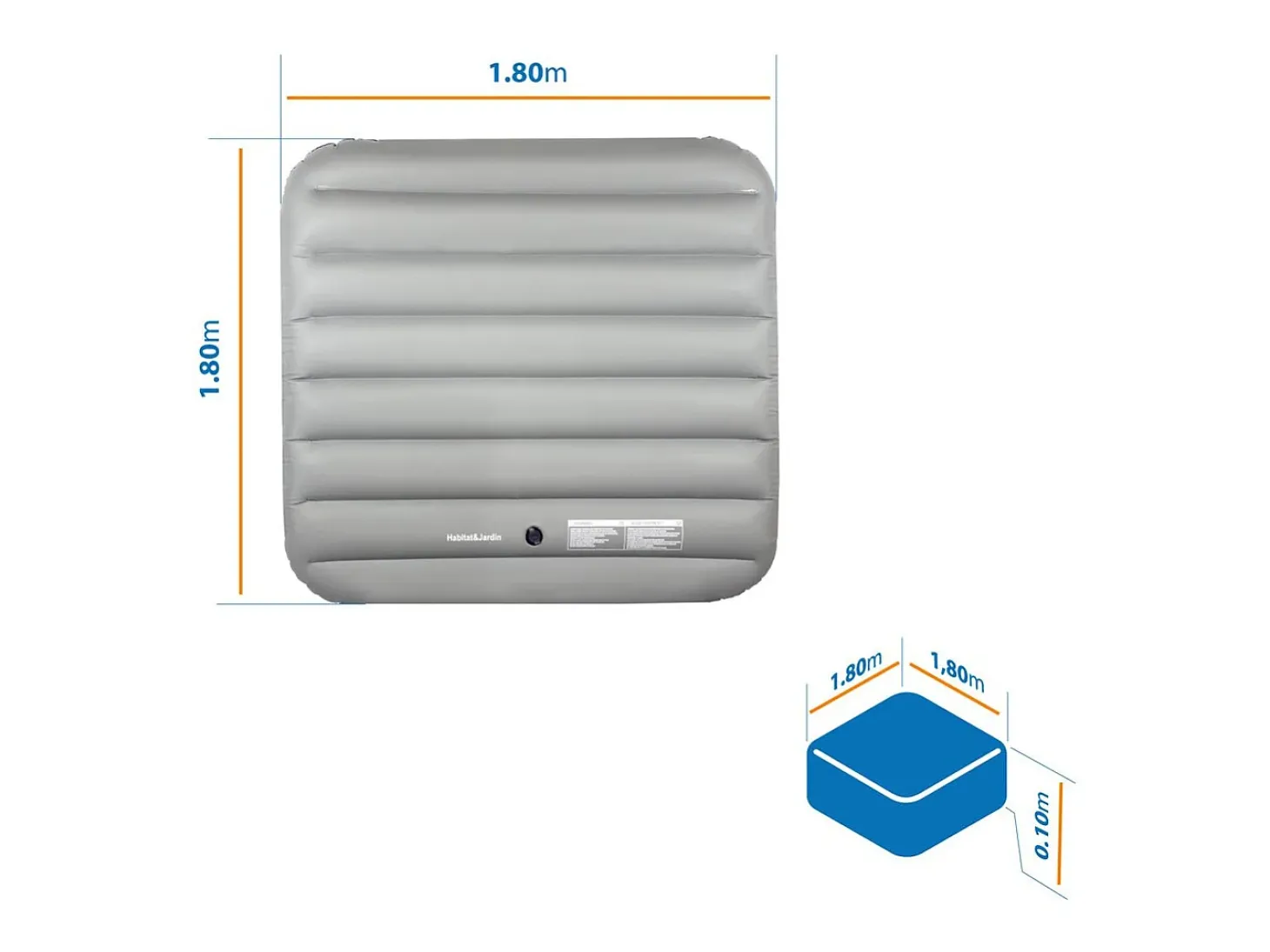 Cobertor insuflável - 134 x 134 cm - Cinza