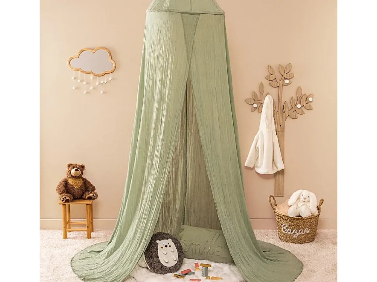 Cobertura da cama de algodão verde Anna 350x250x50cm