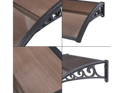 Cobertura de design para porta de entrada resistente às intempéries 100 x 60 cm preto/marrom 03_0006381