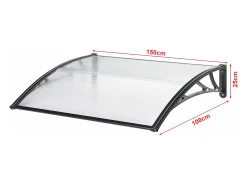 Cobertura de entrada de design cobertura de boas-vindas resistente às intempéries 150 x 100 cm preta transparente 03_0006386