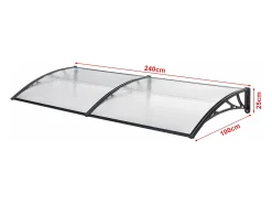 Cobertura de entrada de design cobertura de boas-vindas resistente às intempéries 240 x 100 cm preta transparente 03_0006389