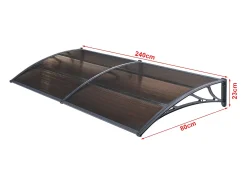 Cobertura de entrada de design cobertura de boas-vindas resistente às intempéries 240 x 80 cm preto/marrom 03_0006390