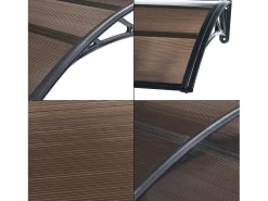 Cobertura de entrada de design cobertura de boas-vindas resistente às intempéries 240 x 80 cm preto/marrom 03_0006390