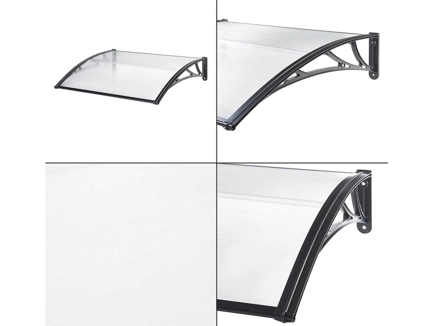 Cobertura de entrada de design cobertura de boas-vindas resistente às intempéries 120 x 80 cm preta transparente 03_0006385