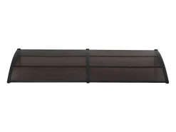 Cobertura de porta em alumínio policarbonato ABS resistente às intempéries 300 x 100 cm preto e marrom 03_0004675