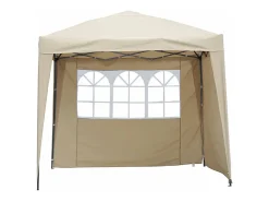 Cobertura lateral bege 3x2m com janelas para gazebo dobrável 3x3m