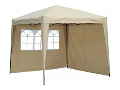 Cobertura lateral bege 3x2m com janelas para gazebo dobrável 3x3m