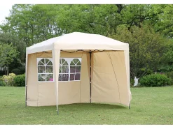 Cobertura lateral bege 3x2m com janelas para gazebo dobrável 3x3m