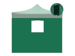 Cobertura lateral verde impermeável de 3x2m com janela para gazebo retrátil de 3x3m