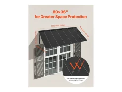 Cobertura para Porta SucceBuy de Entrada, 203x91 cm, Cobertura para Porta Exterior em Metal, Estrutura em Aço, para Portas de Entrada, Janelas de Varanda, Varandas