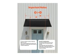 Cobertura para Porta SucceBuy de Entrada, 203x91 cm, Cobertura para Porta Exterior em Metal, Estrutura em Aço, para Portas de Entrada, Janelas de Varanda, Varandas
