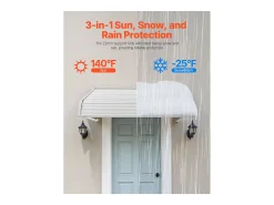 Cobertura para Porta SucceBuy de Entrada, 122 x 106,6 cm, Toldo para Porta Exterior em Alumínio, para Portas de Entrada, Janelas de Varanda, Varandas