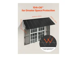 Cobertura para Porta SucceBuy de Entrada, 264x91 cm, Cobertura para Porta Exterior em Metal, Estrutura em Aço, para Portas de Entrada, Janelas de Varanda, Varandas