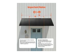 Cobertura para Porta SucceBuy de Entrada, 264x91 cm, Cobertura para Porta Exterior em Metal, Estrutura em Aço, para Portas de Entrada, Janelas de Varanda, Varandas