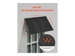 Cobertura para Porta SucceBuy de Entrada, 112,5x61 cm, Cobertura para Porta Exterior em Metal, Estrutura em Aço, Abrigo contra a Chuva, para Portas de Entrada