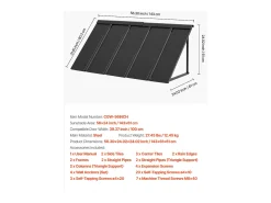 Cobertura para Porta SucceBuy de Entrada, 143 x 61 cm Toldo para Porta Exterior em Metal, Estrutura em Aço, Abrigo contra a Chuva, para Portas de Entrada, Varandas