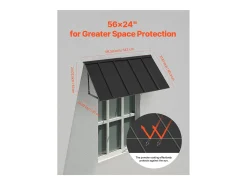 Cobertura para Porta SucceBuy de Entrada, 143 x 61 cm Toldo para Porta Exterior em Metal, Estrutura em Aço, Abrigo contra a Chuva, para Portas de Entrada, Varandas