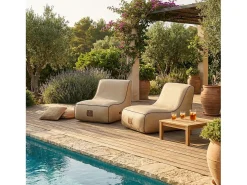 Coco Lounge Cadeirão de jardim insuflável RIVIERA ambiente Boho cor juta