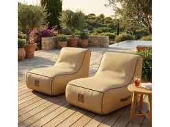 Coco Lounge Cadeirão de jardim insuflável RIVIERA ambiente Boho cor juta