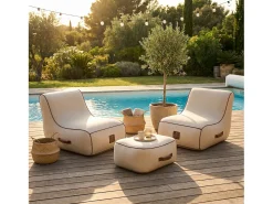 Coco Lounge Cadeirão de jardim insuflável RIVIERA ambiente Aloha branco cru