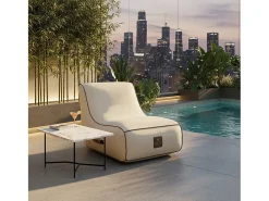 Coco Lounge Cadeirão de jardim insuflável RIVIERA ambiente Aloha branco cru