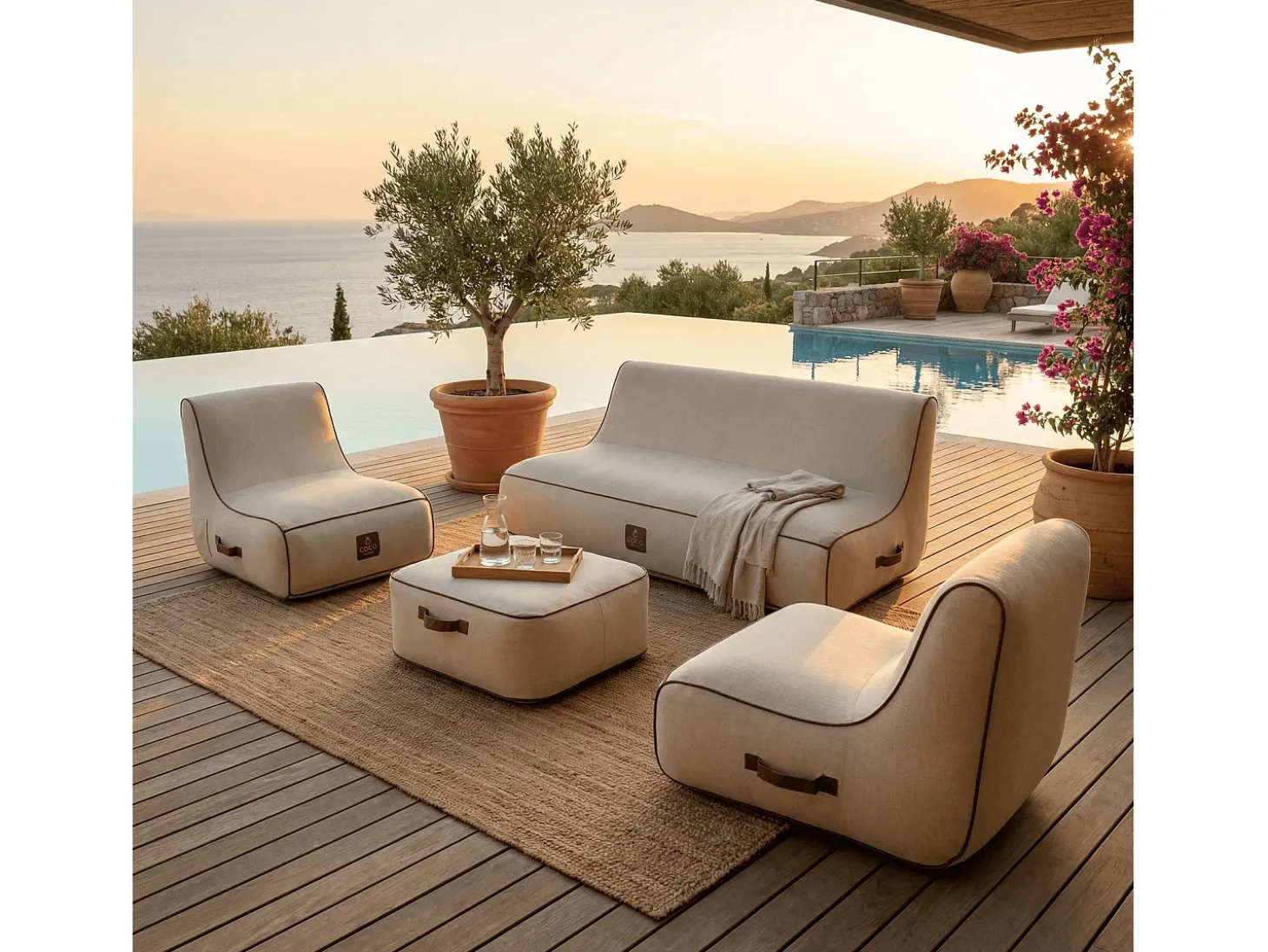 Coco Lounge Conjunto de jardim insuflável Aloha branco cru
